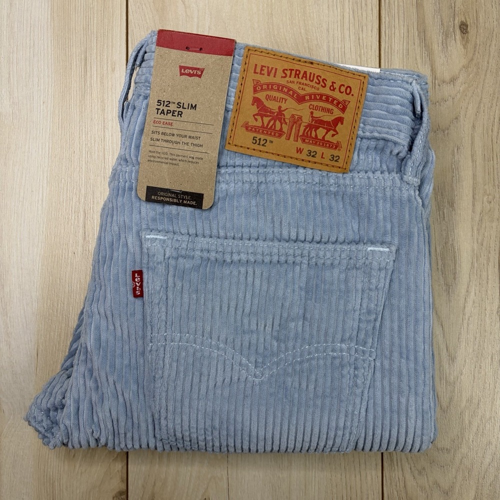 NEW Levi's 512 Men's 32x32 Slim Taper Thick Corduroy Pants Baby Blue
